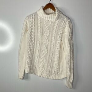 Eddie Bauer Womens Fisherman Turtleneck Sweater Size Large